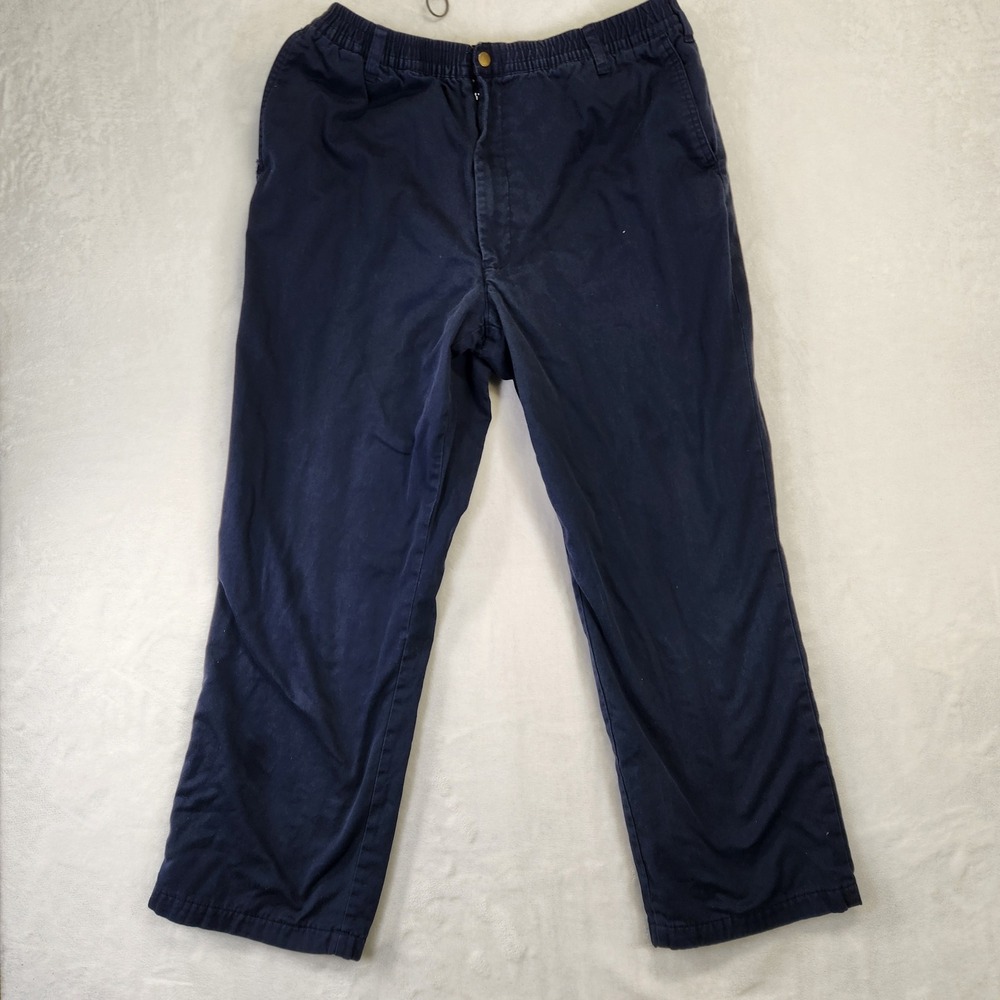 Habands Ice House Flannel Lined Slacks‎ Mens 36M Navy Blue Relaxed Fit Pants